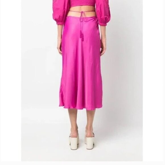 FARM RIO MIDI Skirt in Fuschia Beaded Tassels ECOVERO - Picture 2 of 9